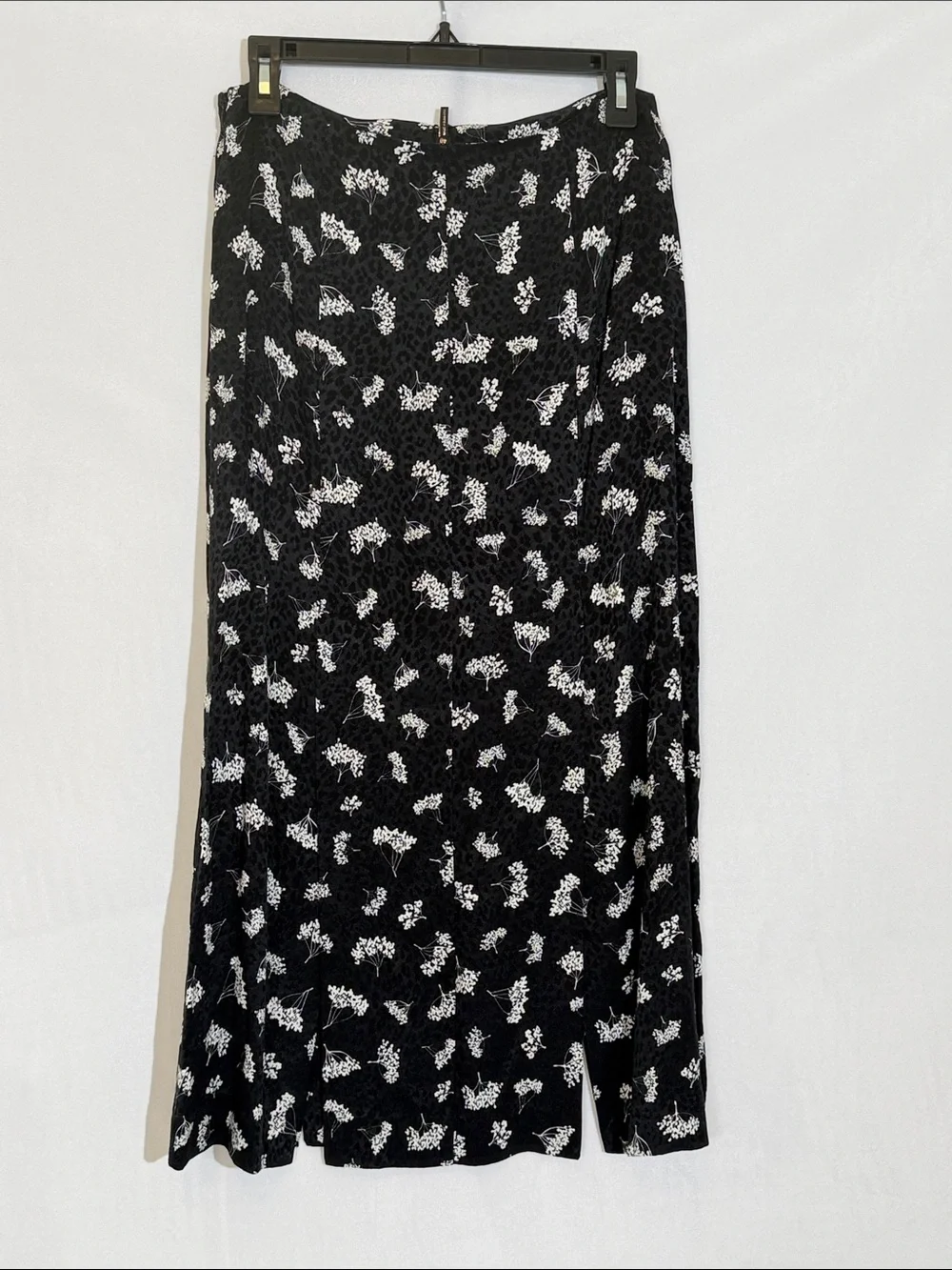 NWT Maje Midi Skirt Black Floral Print Size 40 US 12
